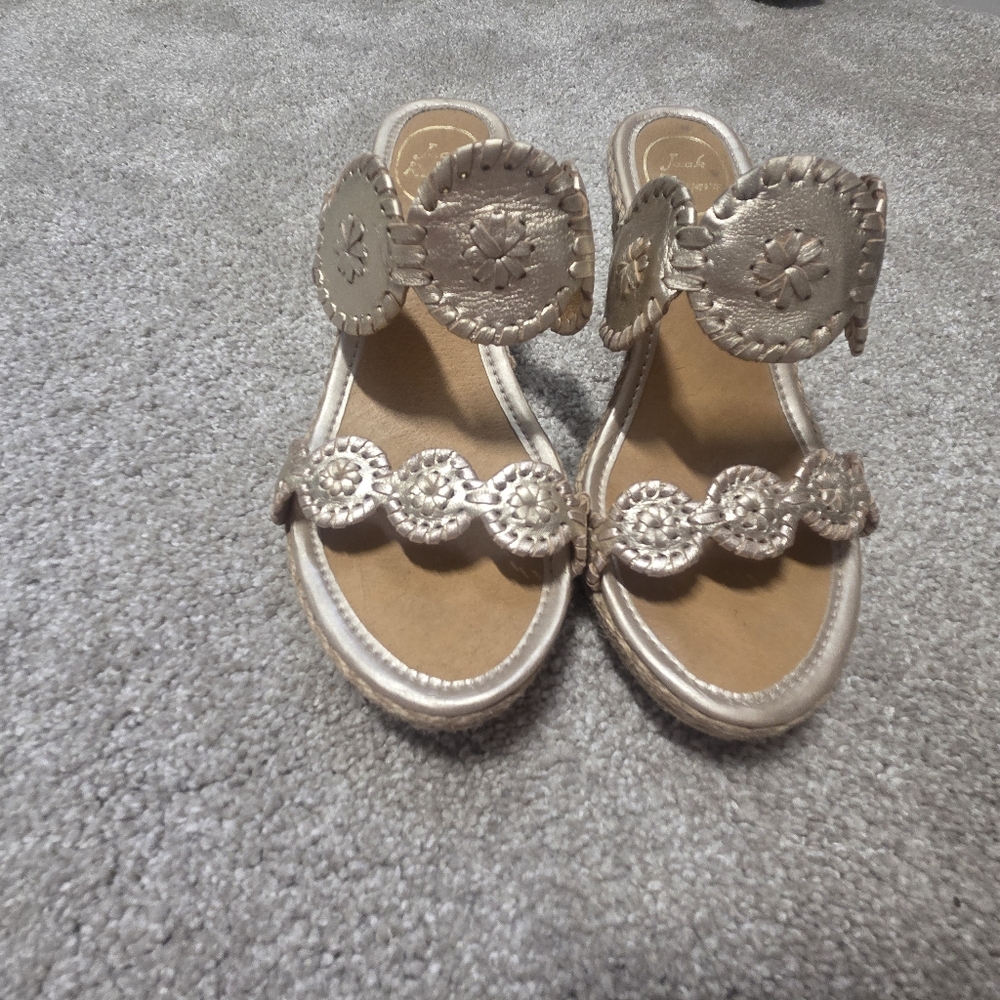 Jack Rogers Gold Wedge Sandals